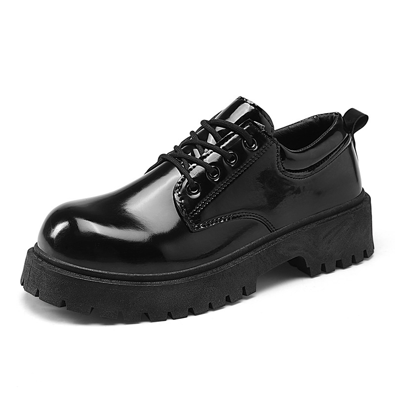 Nuevos zapatos de cuero para hombres de otoño vestido de negocios británico derby gran cabeza casual piel clara cara brillante negro puro zapatos de desfile