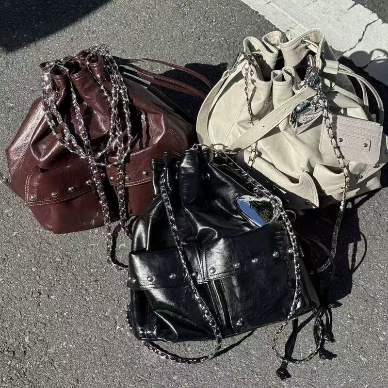 Late April Deinet Korean Designer Brand 25 Spring New Multi-Back Chain Rivet Design Backpack