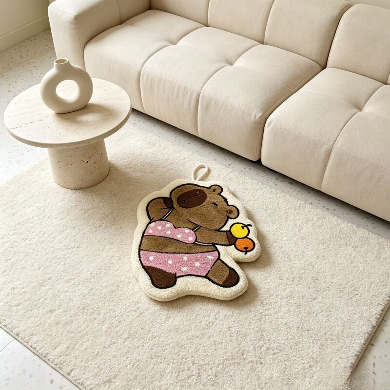 New Capybara Hanging Hand Towel, Coral Fleece Cartoon Design, Kitchen and Bathroom Household Hanging Small Towel