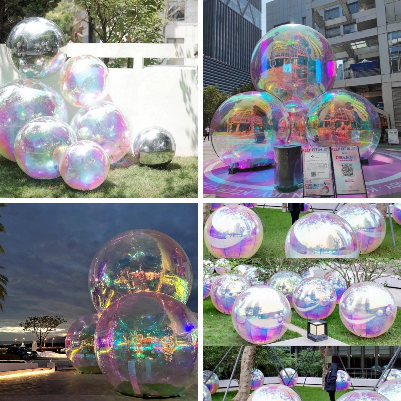 巨型充气幻彩球商场美陈炫彩大气球网红打卡泡泡七彩透明球户外球