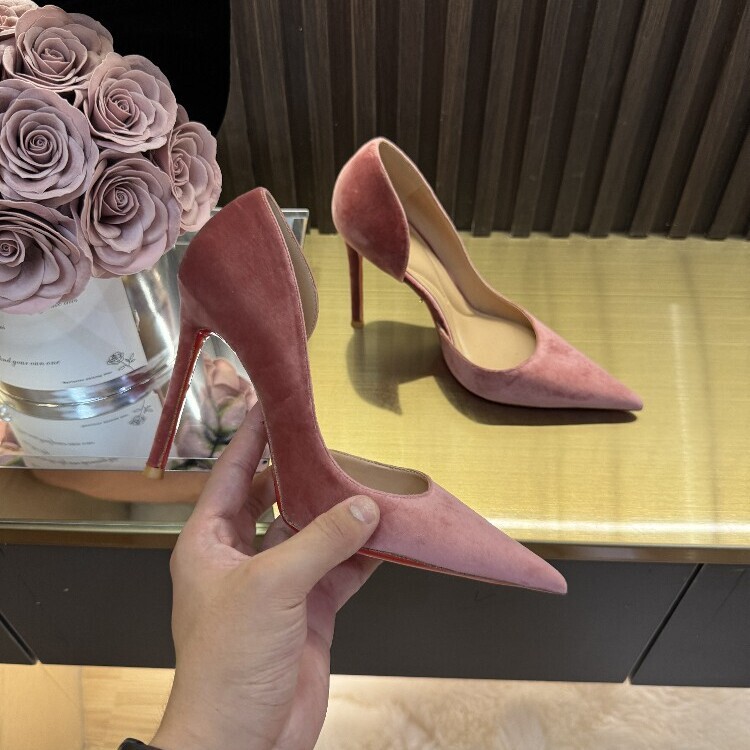 2026 Early Spring New Style Velvet Side-Cut High-Heeled Shoes for Women, Comfortable and Sexy, with Thin Heels, Pointed Toes, and Red Soles 2026 Early Spring New Style Velvet Side-Cut High-Heeled Shoes for Women, Comfortable and Sexy, with Thin Heels, Pointed Toes, and Red Soles