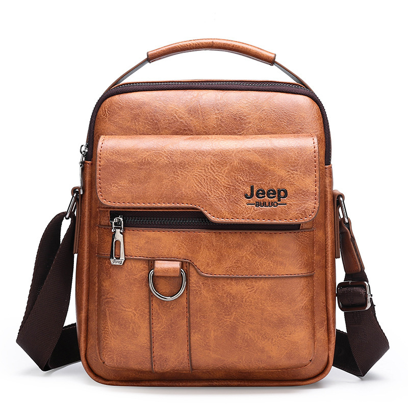 New Cross-border Business Leisure Commuter Backpack Shoulder Crossbody Bag Men's Portable Vertical Large Capacity Fashion Leather Bag Batch