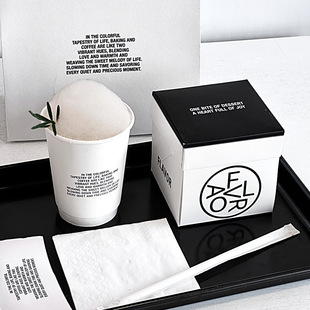 Simple Ins Style Internet Celebrity Explosive Disposable Coffee Cup with Lid Commercial Exterior Hot Black Hot and Cold Drink Paper Cup Customization