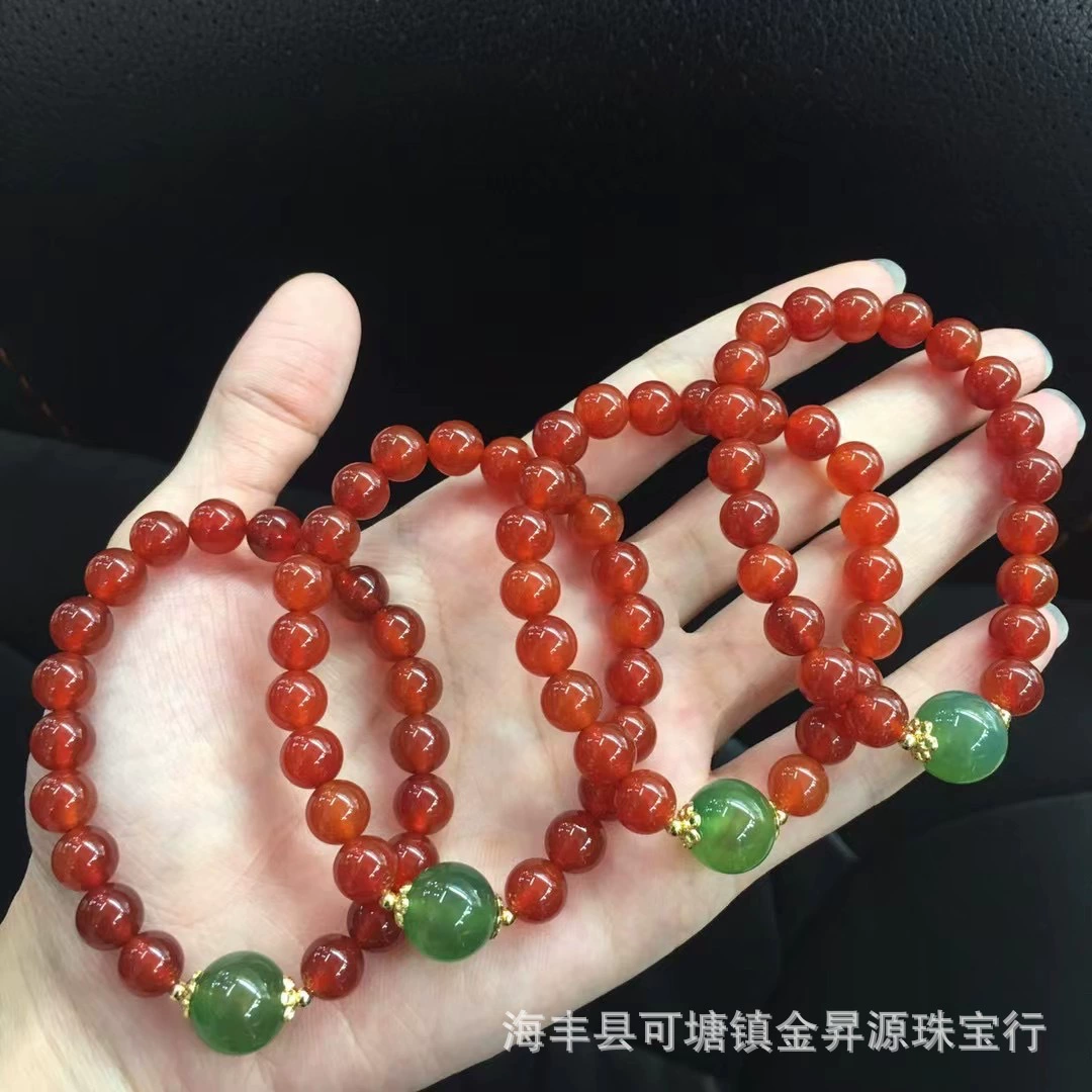 Натуральный красный агатовый браслет южно-красный браслет с зеленым ониксом