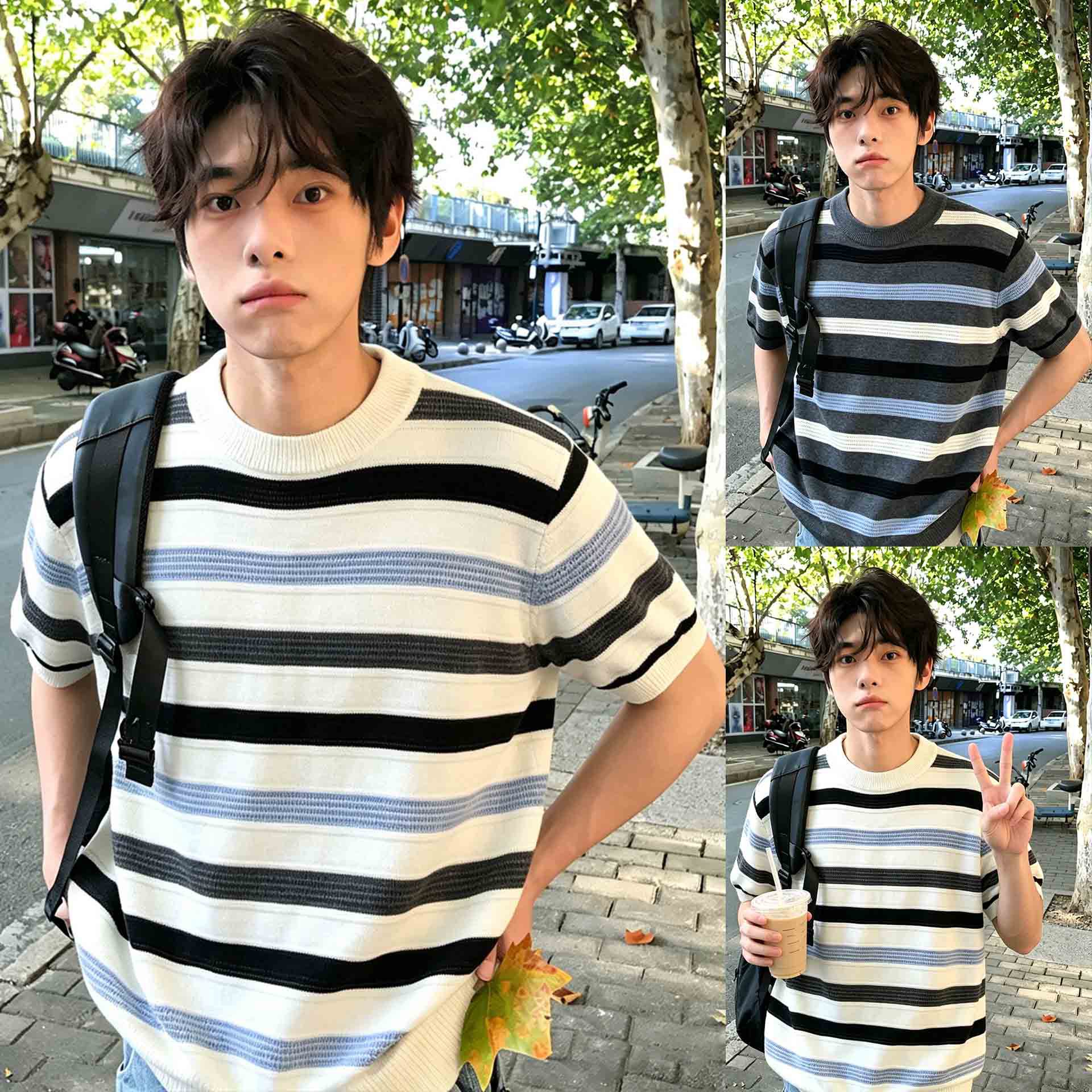 Camiseta de punto de manga corta camiseta de hueso de pescado hombre textural hueco viejo viento de negocios hielo verano fábrica transfronteriza al por mayor