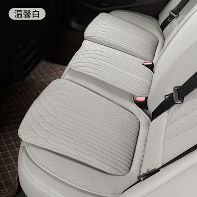 Seat cushion, seat cover universal in-car high-end nappa leather - off-white-rear-row-single-pack