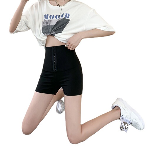 New Summer Outfit, Abdominal Cinching Buttoned Thin Waist Cincher, Hip Lifting, Anti-Bleeding, Barbie Sharkskin Three-Quarter Leggings for Women to Wear Outside