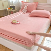 冬季加厚牛奶绒床笠单件家用珊瑚绒床垫套宿舍单人加绒床罩法兰绒
