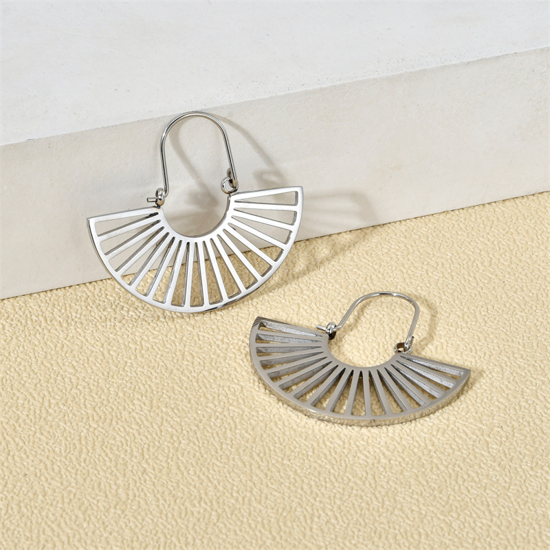 Exaggerated Triangle Titanium Steel Earrings Plating Hollow Out Stainless Steel Earrings