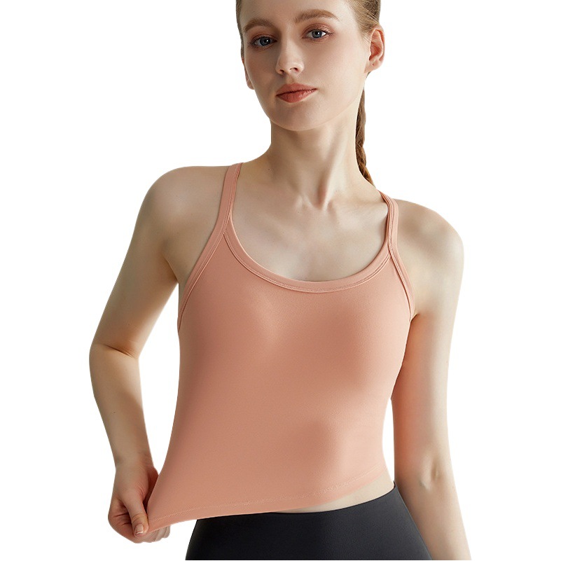 LAHN ropa interior deportiva correa de hombro delgada de una sola pieza de pecho fijo desgaste exterior en forma de I belleza espalda de alta resistencia Chaleco de fitness