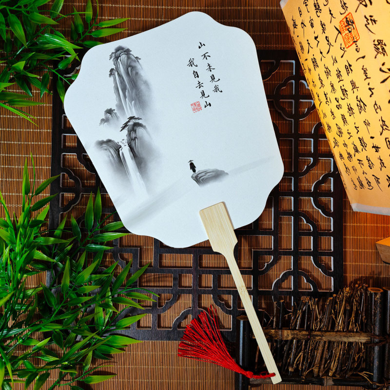 宣紙団扇環境保護カード扇風機来図制作印刷観光スポット会社活動広告扇風機卸売り|undefined