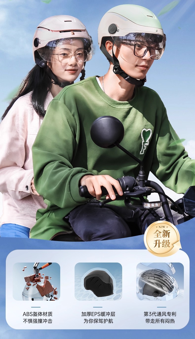 New National Standard 3C Certified Electric Motorcycle Helmet for Men and Women Summer New Sun Protection Breathable Electric Vehicle Safety Helmet