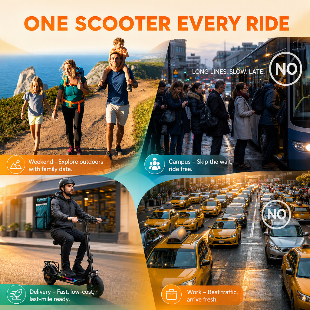 European and American overseas warehouse cross-border electric scooter with long range, 10-inch foldable, 1200W high power, long range for adults