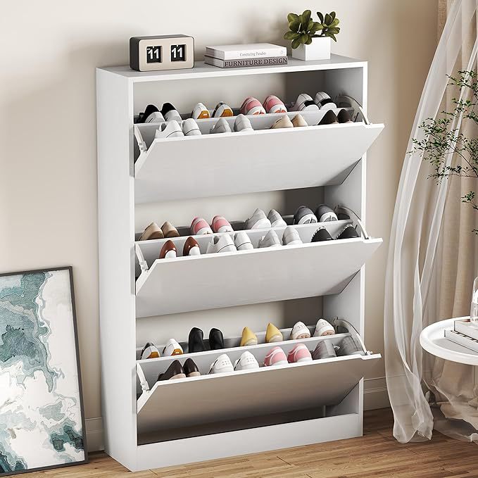 Shoe Cabinet Tipping Shoe Cabinet Cross-Border Wholesale Best-Selling European and American Style Entry Shoe Rack Storage Rack Door Narrow Space Storage