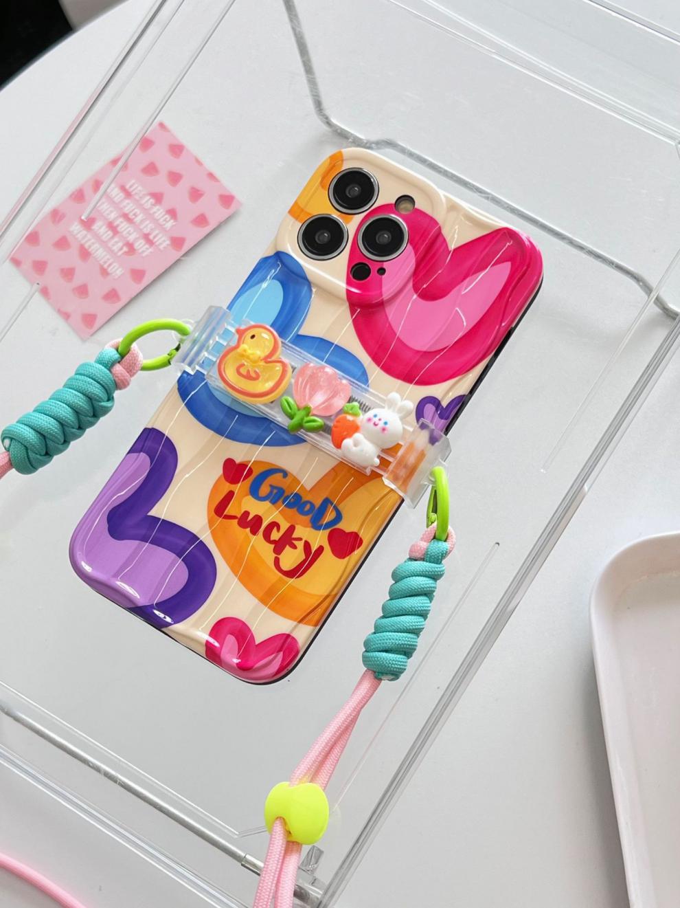 Silica Gel Color Block Heart Shape Funny Sweet Phone Cases Phone Accessories display picture 9
