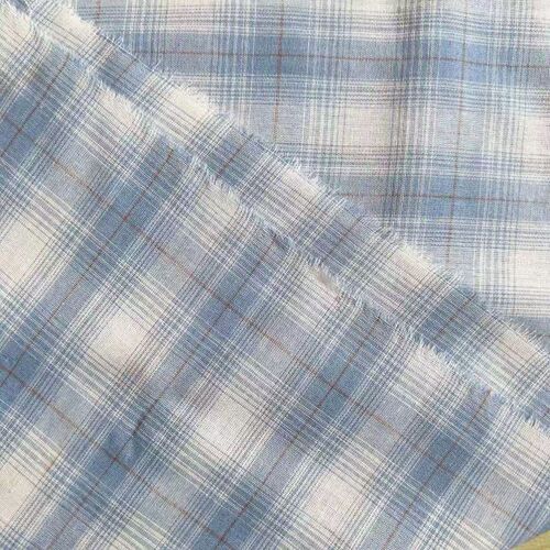Yarn-dyed plaid cloth lazy style retro long-sleeved blue plaid shirt design loose casual clothing fabric