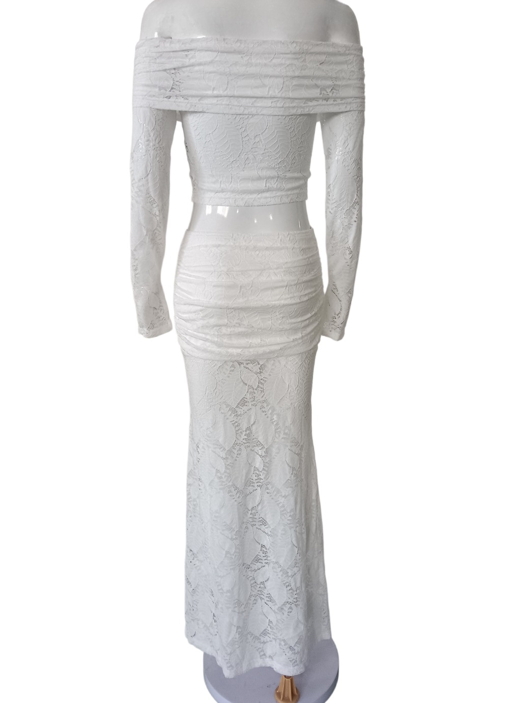 New Instagram Arrival: Off The Shoulder Mermaid Two Piece Set, Vacation Style, Lace Cutout Backless Skirt, Fishtail Skirt Set._ecoleips.com