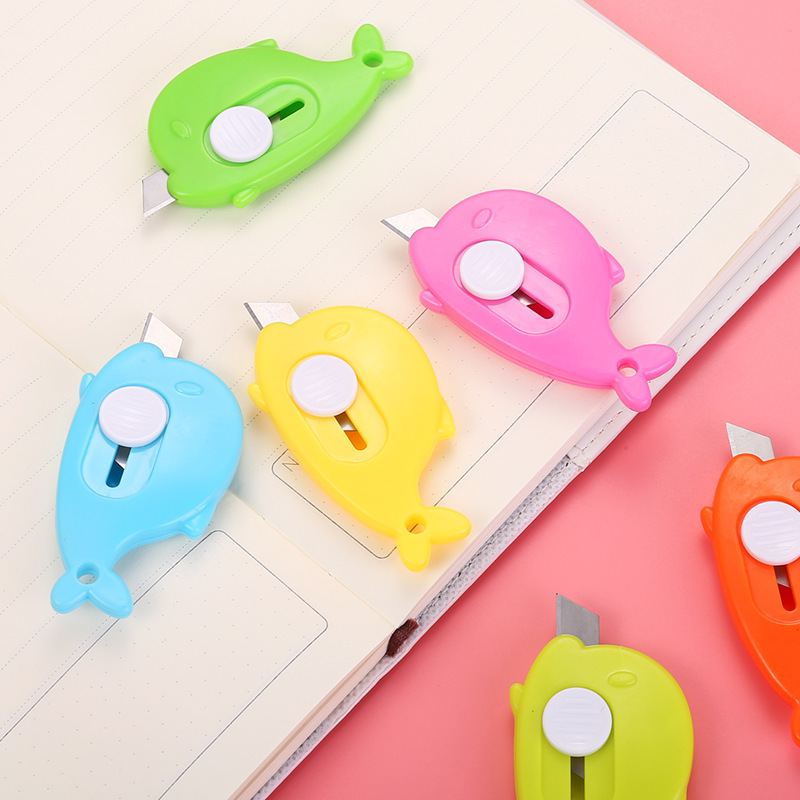 Mini Cartoon Utility Knife Compact Portable Box Opening Knife Carrot Dolphin Whale Art Paper Knife Student Knife