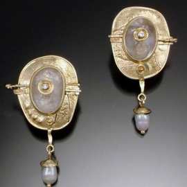 蓝菁 跨境饰品 新款韩版珍珠耳环 欧美创意轻奢镀金珐琅镶钻耳环