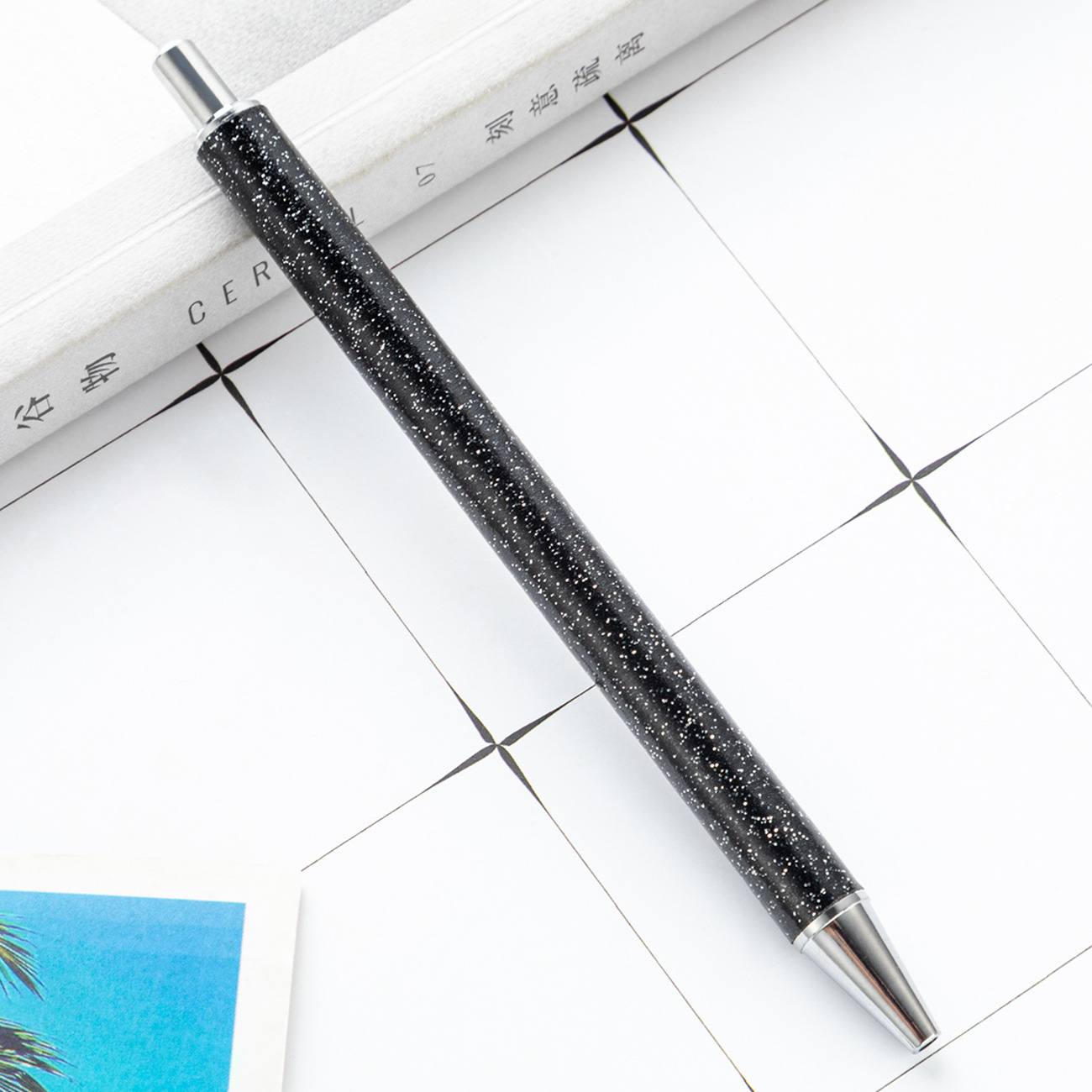 Presione el bolígrafo de polvo de oro al por mayor prepucio pu Glitter pen logotipo imprimible creativo multicolor Bolígrafo De Metal