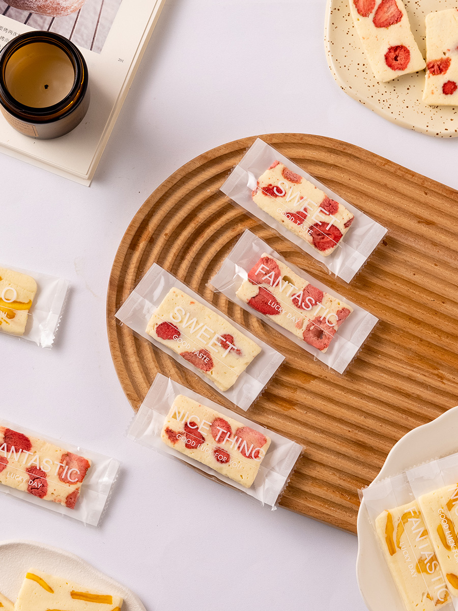 Bolsa de embalaje de pastel de leche, bolsa de sellado de máquina, paquete exterior simple en inglés, almendras, caramelo, nougat, bolsa de sellado de horneado doméstico