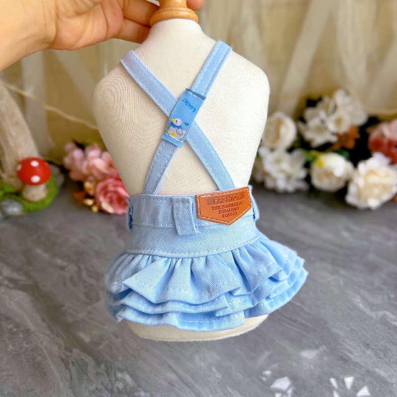 아쿠아 블루 솔리드 데님 케이크 원피스