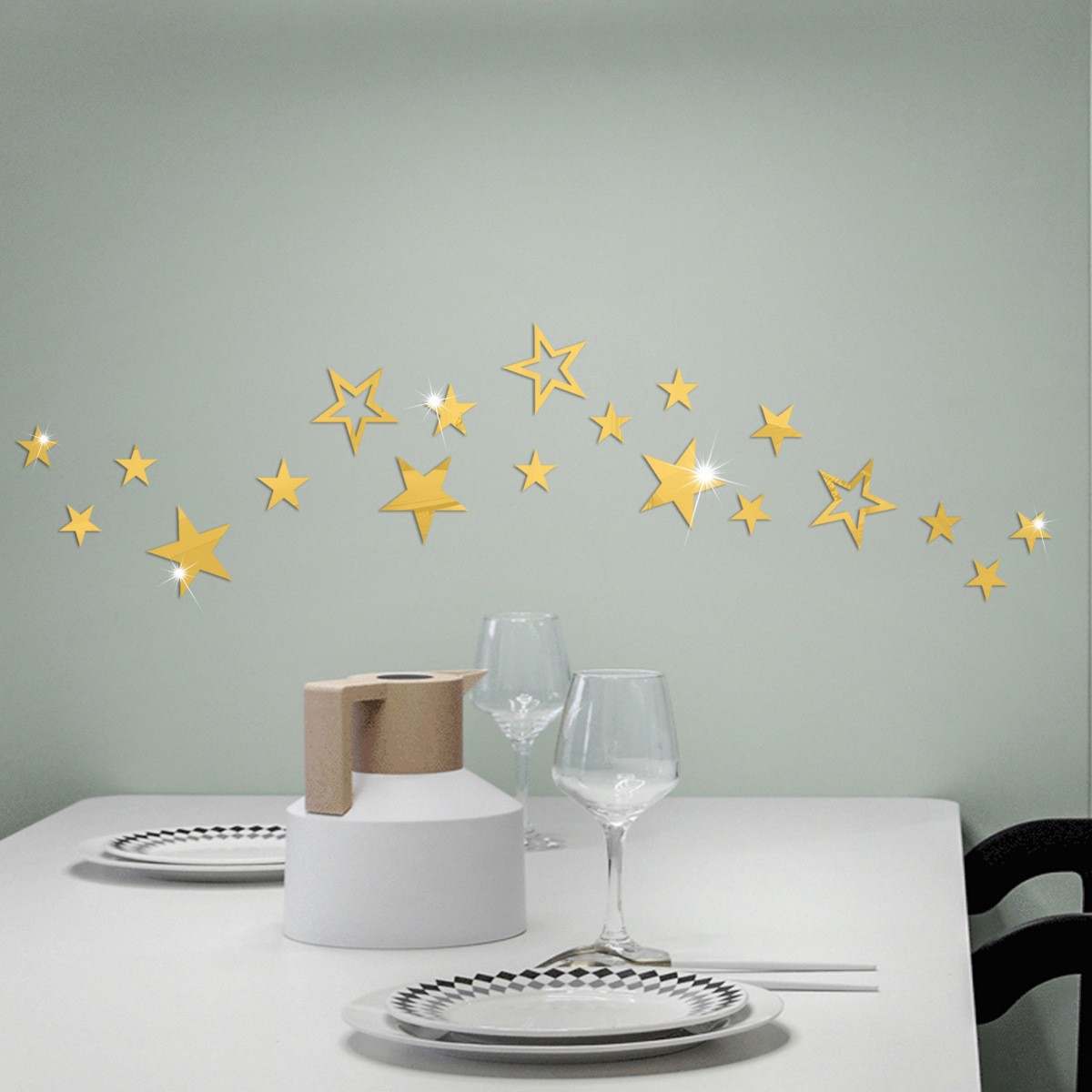 Étoile creuse acrylique de 1 mm, autocollant miroir 3D multi-tailles pour décoration murale d'entrée de chambre d'enfant_voghion.com