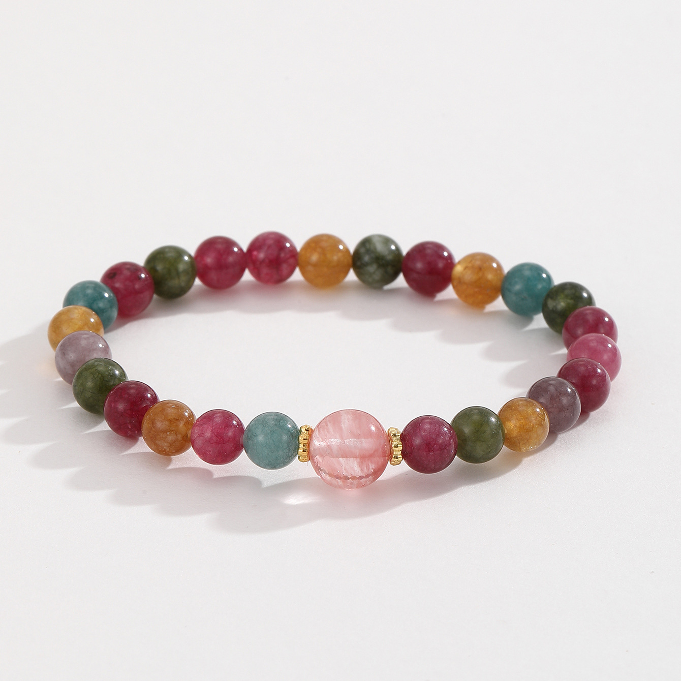 Pulsera de cristal de fresa de piedra natural orquídea colgante de campana de viento nacional lugar escénico para poner puestos nuevos joyeros chinos al por mayor