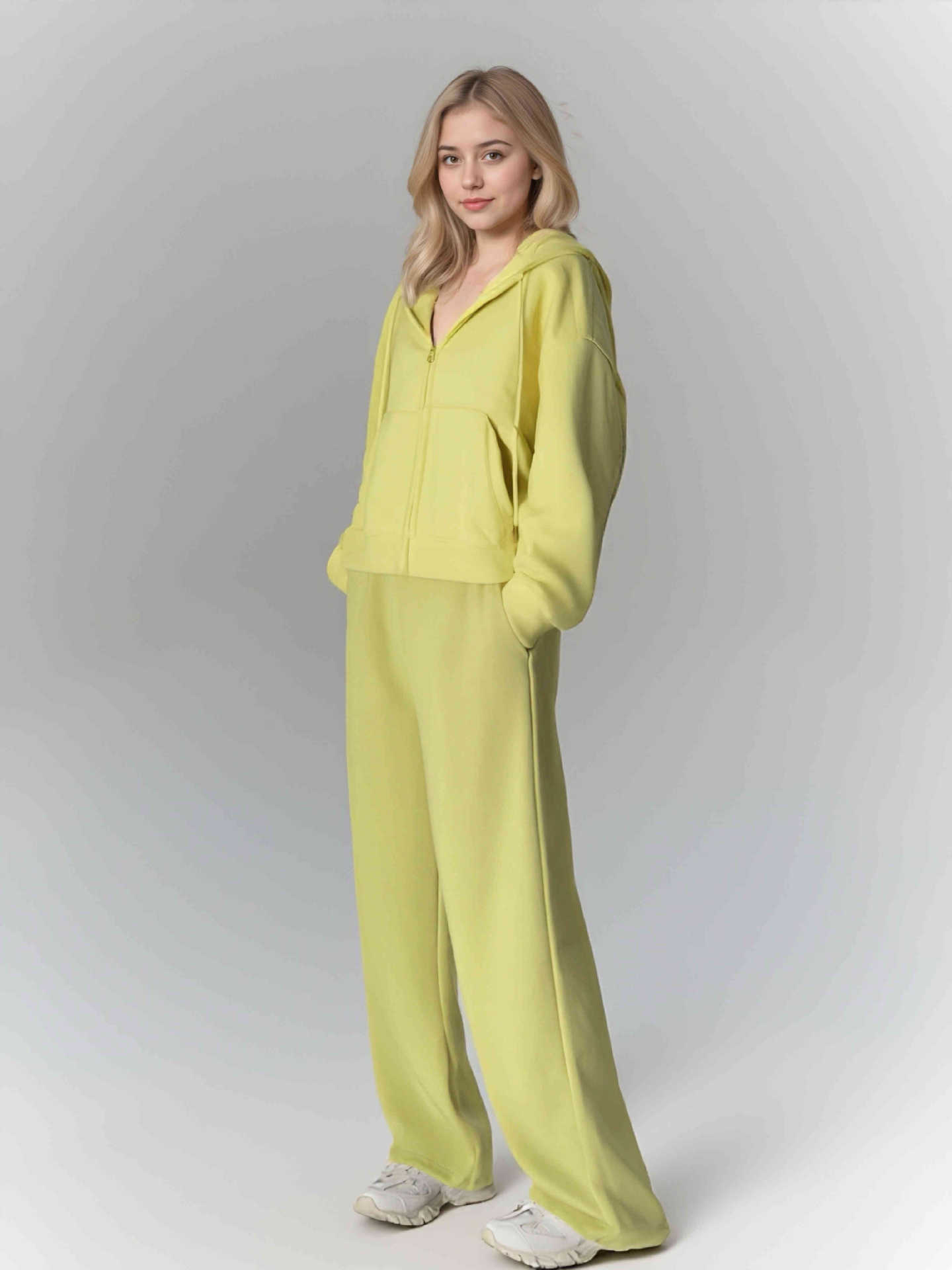 European And American Cross-border Fashion Sports Cotton For Women, Solid Color Long-sleeve Zip-up Hoodie With_ecoleips.com