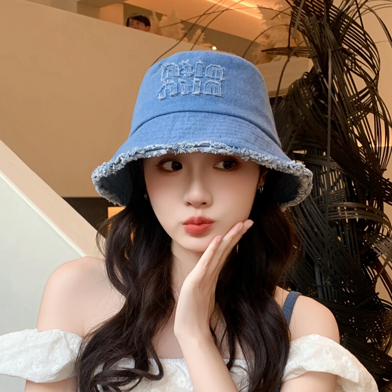韩版秋季帽子女复古毛边牛仔渔夫帽户外遮脸百搭高级感显脸小盆帽|undefined