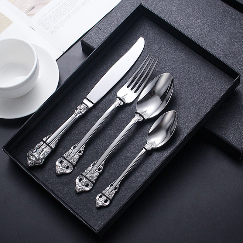 宫庭系列餐具304不锈钢 酒店牛排刀叉咖啡勺创意复古宫庭餐具套装