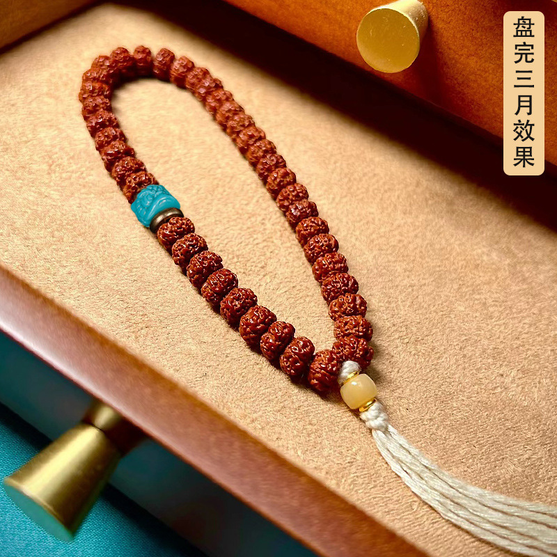 Xizang King Kong Bodhi Wen Play Buddha Beads Handheld Men's Plate Play High Oil High Density Straight Cut King Kong Handstring Live Supply