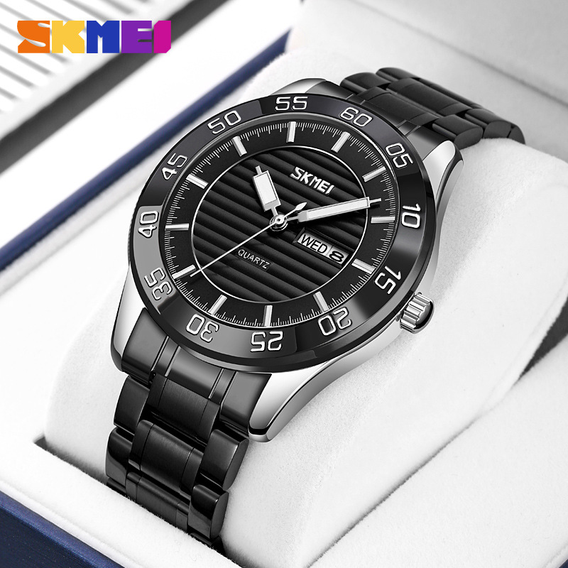 Moment beauty fashion hot sale solid steel belt men's watch cross-border large scale double calendar business quartz watch male_voghion.com