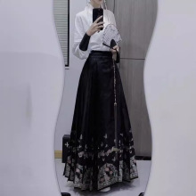 新中式女装小个子黑色马面裙搭配上衣混搭套装汉服2023新款春夏款