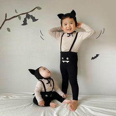 春の新型韓国の子供の連体ズボンinsのハロウィンのテーマの子供の背もたれのズボンのスーツの高弾のズボン