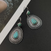 Fashionable carved green turquoise earrings, wish