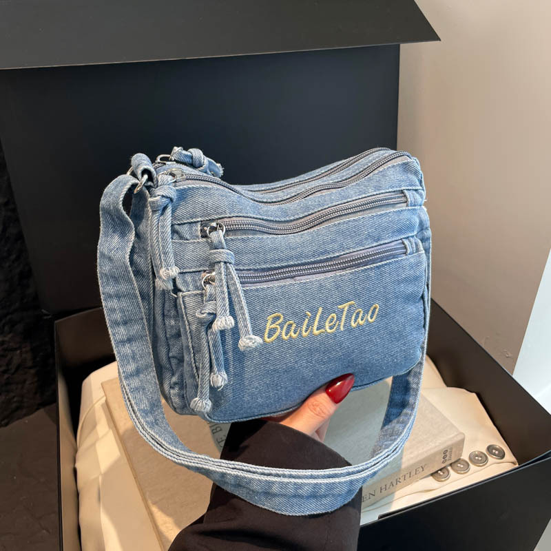 Denim bag for women with multiple compartments, casual, stylish, simple coin and phone bag, crossbody bag, fashionable small square shoulder bag Denim bag for women with multiple compartments, casual, stylish, simple coin and phone bag, crossbody bag, fashionable small square shoulder bag
