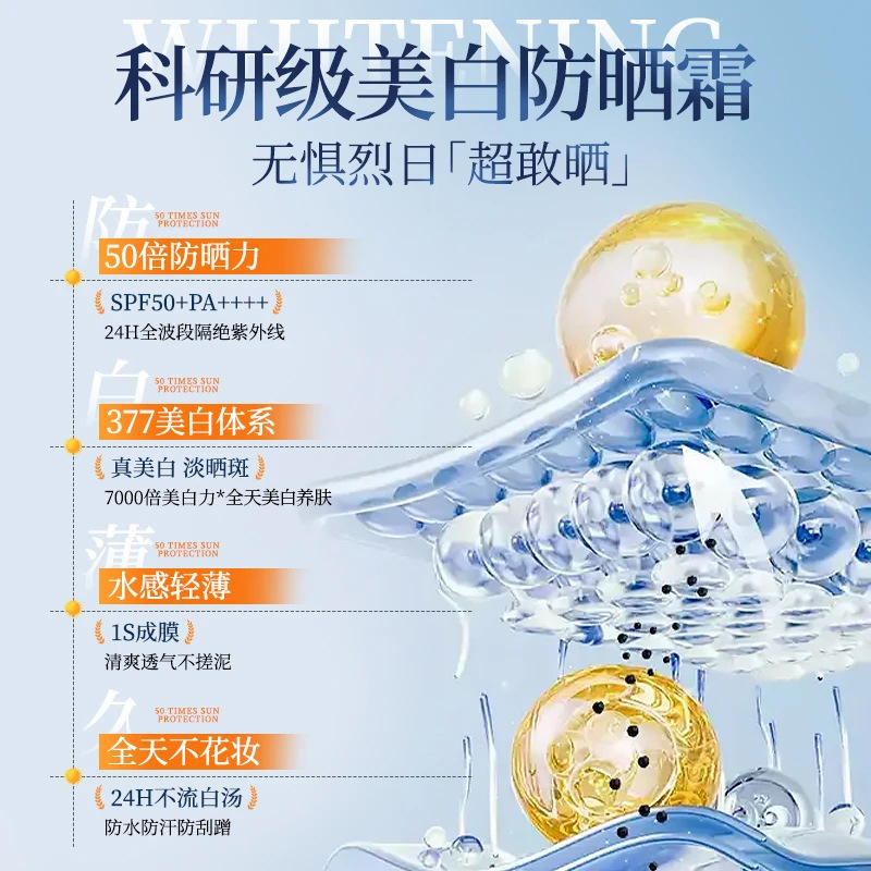 Crema Protectora Solar Blanqueadora SPF50 Hidratante y Control de Grasa para Cara y Cuerpo