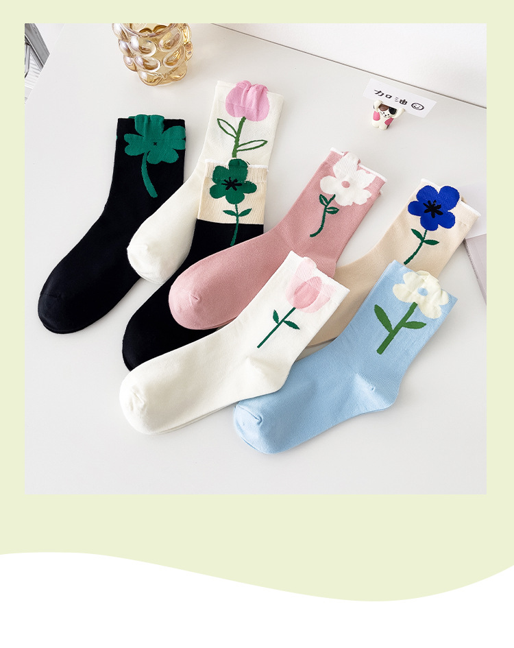 立体小花中筒袜_11