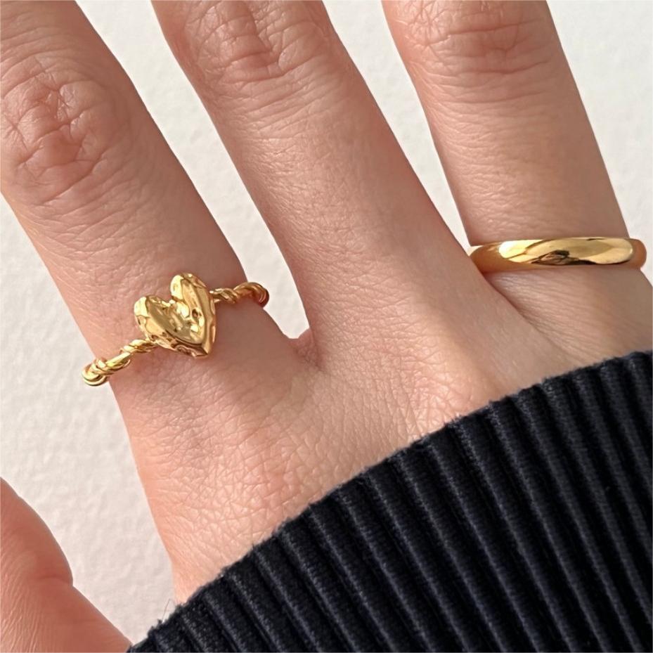 3g Weight 18K Gold Plated 925 Sterling Silver Heart Shape Open Rings 925 Sterling Silver Rings