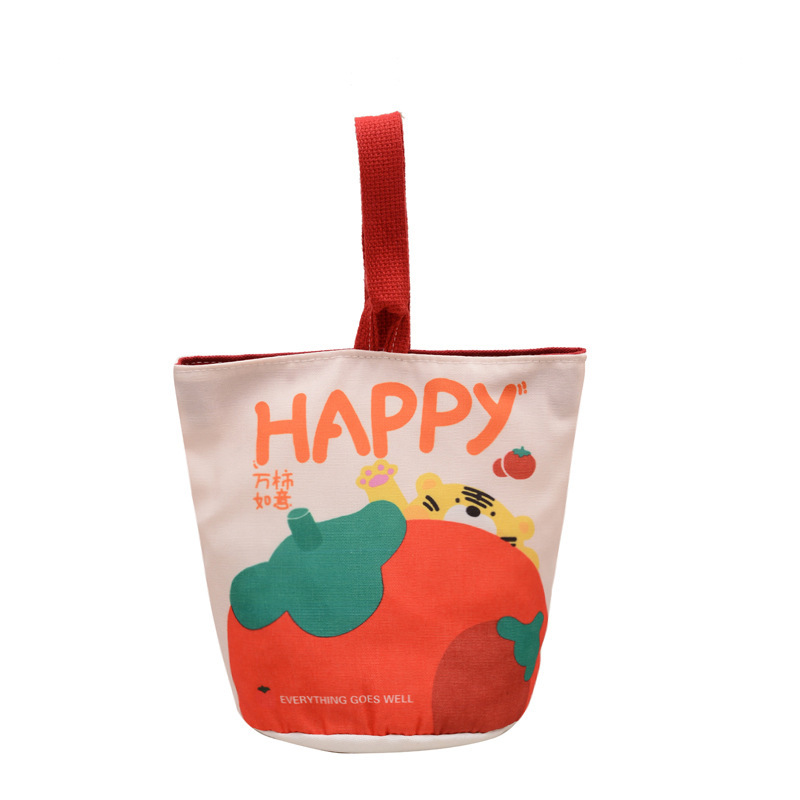ハッピーレッドお祝いキャンバスバッグポータブルランチバッグ仕事用ポータブルキャンバスギフトバッグ|undefined