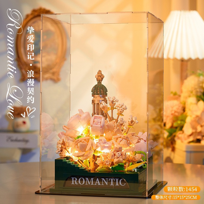 Compatible con LEGO Internet celebridad dibujos animados bloques de construcción maceta ramo Rosa girasol montado decoración juguete regalo hecho a mano