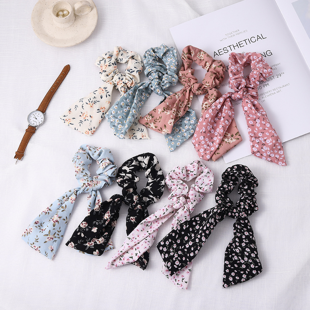 Korean Style Small Flower Bow Streamer Hair Scrunchies display picture 1