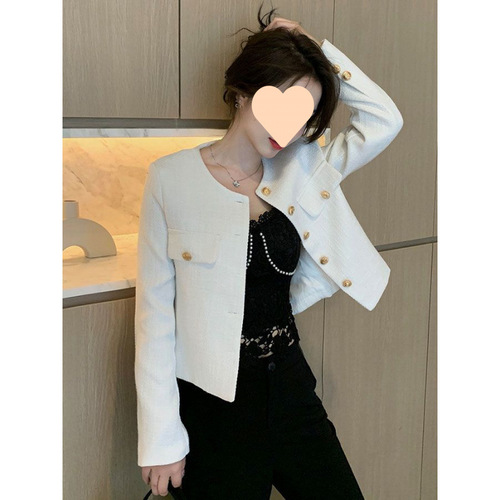 Korean autumn clothes, new western-style short chanel style coat, feminine temperament, high-end small top