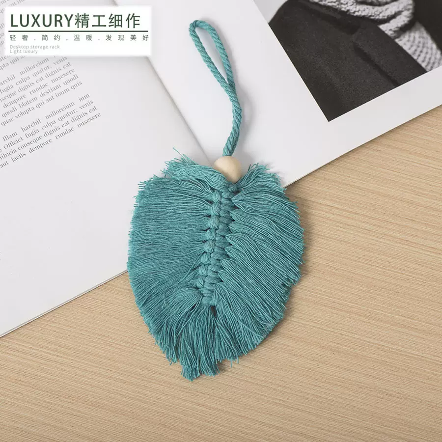 波西米亚叶子棉绳挂饰手工编织墙面挂毯民宿酒店玄关创意装饰挂件