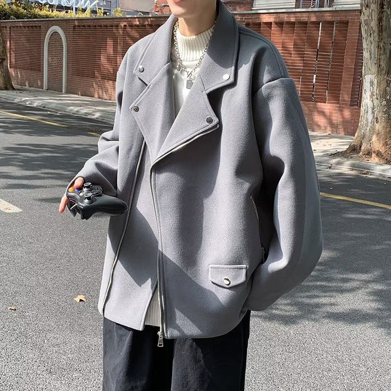 Chaqueta de traje grueso de moda para hombres, traje de marca de moda, abrigo de lana corto, otoño e invierno, ropa de hombre de calle frita de alta gama