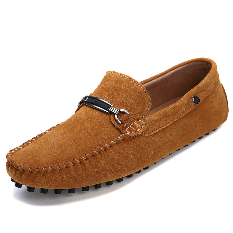 Gran tamaño transfronterizo en vivo venta caliente Bean zapatos de cuero para hombre esmerizado un pedale cómodo con suela suave zapatos perezosos tendencia para hombres