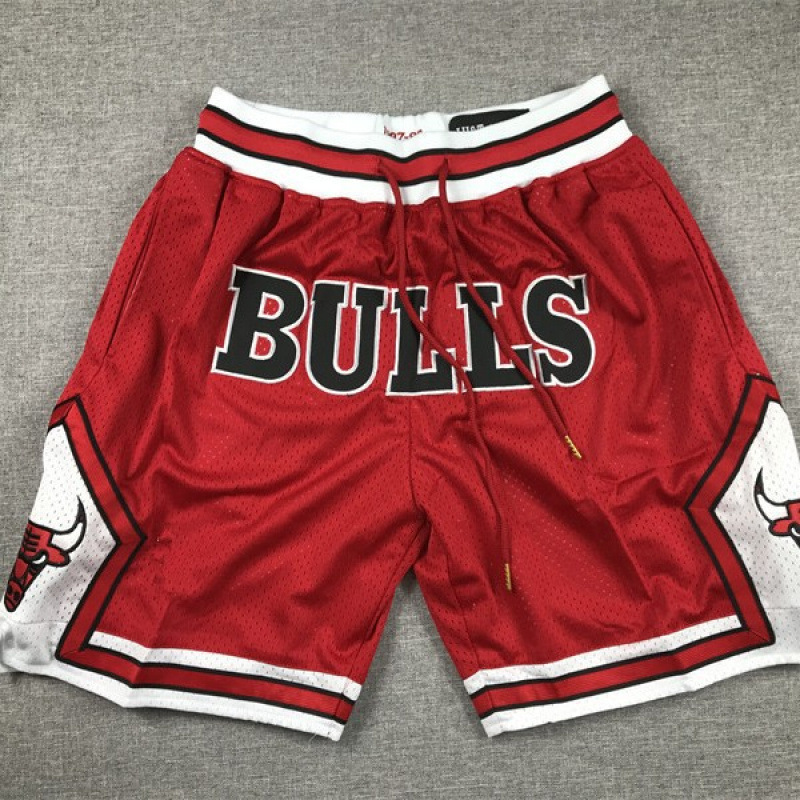 Chicago Bulls Basketball Shorts with Pockets, Zipper, Dense Embroidery, Double-Layer Embroidery for Men