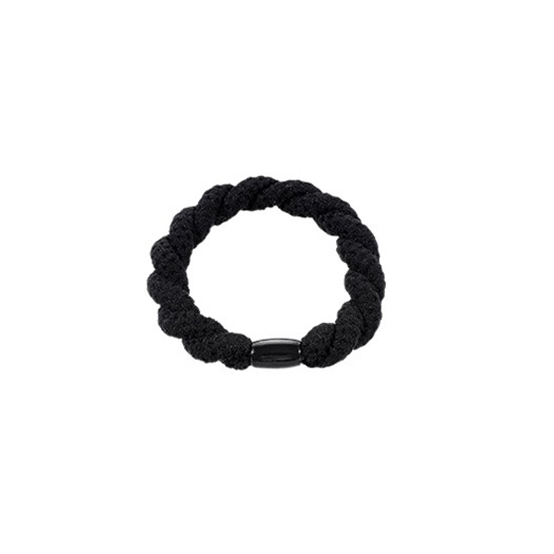 Coreano duradero de alta elasticidad elástico grueso adulto cuerda de cabello cuerda de cabello negro para mujeres cabello buckle cubierta de cuero simple