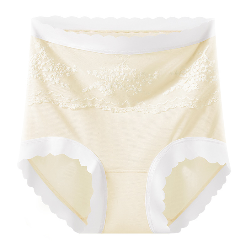 Seda de hielo transpirable, cintura alta, abdomen, diseño, talla grande, seda de hielo, cintura alta, encaje, borde 10A, entrepierna antibacteriana, ropa interior de mujer